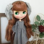 【送料無料】リカちゃん、ブライス グレーストライプボリューム袖ワンピース