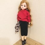 アラン風ニットスカート（ブラック）☆リカちゃん用