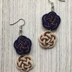 水引 和  2連ピアス navy &beige   着物や浴衣に。