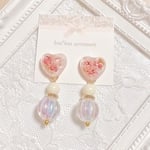 一点物♡かすみ草とオーロラビーズの大ぶりピアス