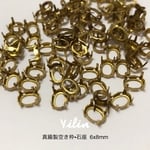 台座E☆50個入り☆6x8mm石用台座☆真鍮製石座•フレーム•空き枠パーツ☆ゴールド☆楕円型