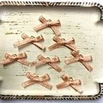 最高級イタリアリボン【約20～25mm  8個】16kマルカン付  ほつれ止め済♥サテンリボンチャーム    サーモン