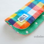 🍇 Colorful check☆ 🍇 ふわっふわの8重ガーゼ ハンカチ 20cm  ⚠️タグのデザインが異なります。