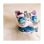 気になるネコちゃん羊毛がま口財布(ブルーアイのサバトラ)