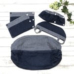 アンジェレッテ用 収納カバー&よだれパッド&首回りカバー 4点セット ❁﻿ネイビーヒッコリー×ブルーヒッコリー❁﻿