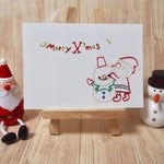 サンタと雪だるまの紙刺繍クリスマスカード