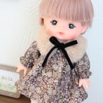 ふゆのおようふく　小花柄ワンピースとふわふわリボンティペット　【173】