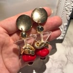 送料無料 アンティークピアス おおぶりピアス カボション ハンドメイド／ピアス イヤリング