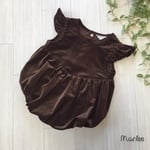 ビターチョコレート色の別珍ロンパース◆size70,80