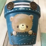 のこのこ堂オリジナルリメ鉢2号鉢デニムポケットくまちゃん♪