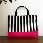 【在庫限り/値下げ】ビビットピンク×モノトーンストライプのお道具袋