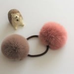 【New】ラビットファーのヘアゴム　モカピンク×グレージュ