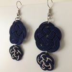 水引 2連ピアス navy