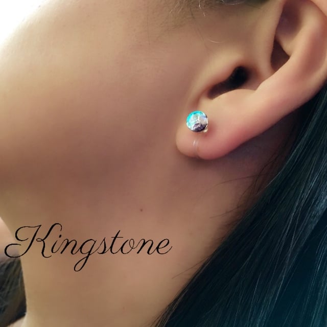 グラデーションガラスイヤリング(青紫)【アクセサリー、紫、青