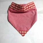 【取置き】ゴムのついた三角巾（赤チェック）