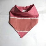 ゴムのついた三角巾（桃チェック）