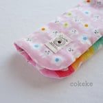 🐰 ほっこりうさぴょんとお花🌸 🐰 ふわっふわの8重ガーゼ ハンカチ 20cm  ピンク⚠️タグが異なります。