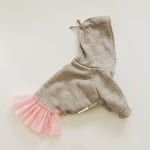 【SALE】XS1点　犬服・ふわふわパーカーチュールワンピース