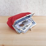 カードが縦に入る親子がま口　11号帆布（お財布）赤
