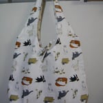 ネコいっぱいリバーシブルショッピングバッグ