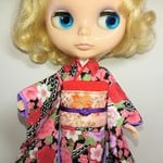 ブライス 着物 リカちゃん 着物 振袖 黒 桜