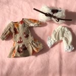 ミディブライスサイズ コーデュロイワンピ茶（第3弾紅葉の森とキツネさん）