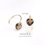 k14gf ハートのスモーキークォーツのフープフックピアス