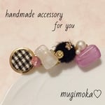 チェック&ファーヘアクリップ