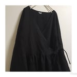 SALE★送料無料★起毛リネン１００％　カシュクールワンピース　黒