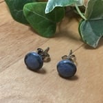 陶器のあお結晶まるピアス