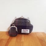 お買得品☆ハリスツイード☆がま口セット☆親子☆ネイビー＆グレー