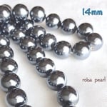 ⚪️ダークグレー パール  14mm  穴あき  貫通