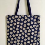 ぺたんこトートバッグ〈くま 紺〉