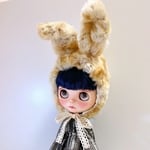 ブライス アウトフィット うさ耳ファーボンネット MIXベージュ(たち耳)