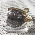 黒クラック水晶Heartリング◇GOLDフリー