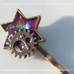 六芒星歯車ヘアピン(ワインレッド)