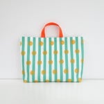 防水ラミネート素材《Green Stripe》ストライプドットのレッスンバッグ 