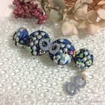 ミナペルホネン☆くるみボタンのバレッタ☆ヘアクリップ☆no.222
