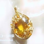 シトリン・ファセットカットペンダント（ワイヤーアートジュエリー☆ワイヤーアクセサリー☆ワイヤーラッピング天然石ネックレス）