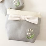 スズラン  手刺繍のリボンポーチ