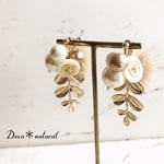 リーフモチーフとファーイヤリング＊