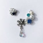 雪のイヤーカフ&ピアス（シルバー×ブルー）（No.3）