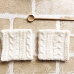 sale ケーブルニットnaturalコースターset＊