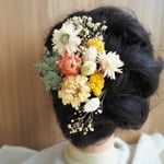 ドライフラワー髪飾り イエロー