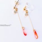 雨のしずく（夕暮れ）～チェコガラスのノンホールピアス