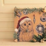 十勝コラージュボード＊クリスマス＊エゾフクロウ
