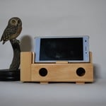 木製無電源スマホスピーカー(桧材、クリア塗装）