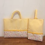 《pontaan様オーダー品》花柄×イエローストライプ♡リボンレッスンバッグ【入園・入学】