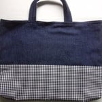 レッスンバッグ【紺デニム×紺白チェック】