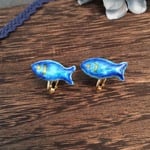 魚の陶器風イヤリング海色